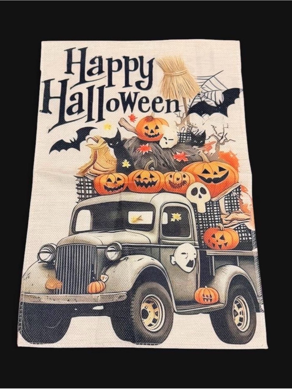 New Halloween Vintage Truck Decorative Garden Flag 12x18